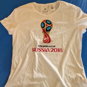 Adidas White T-Shirt with Red  FIFA World Cup Design (Kids Size L)